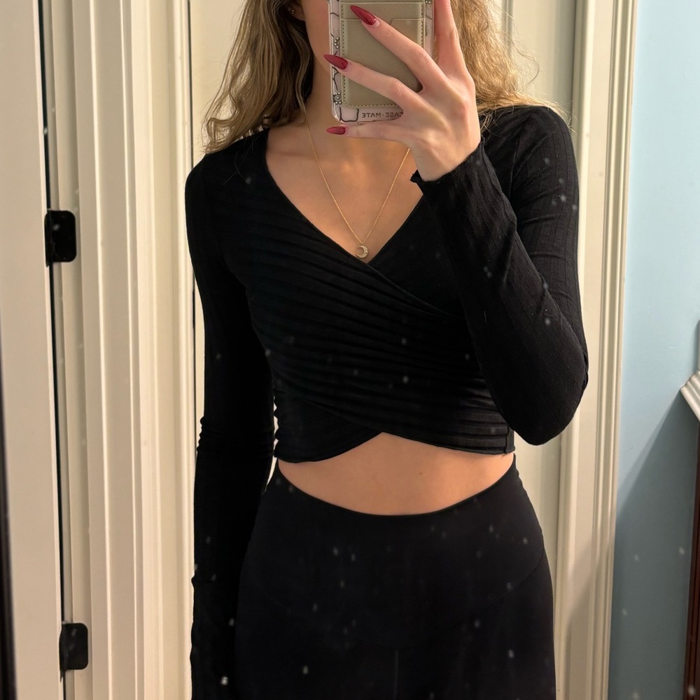 Princess Polly Wrap Long-sleeve Crop Top